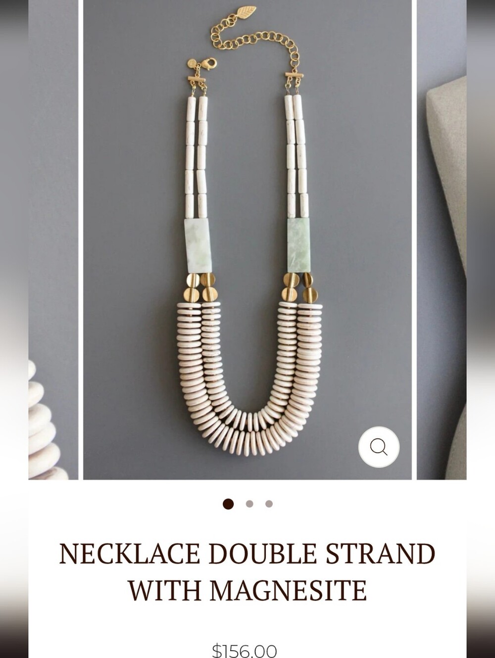 David Aubrey Double-Strand Magnesite Necklace with Gold Accents — White 🔥 👀